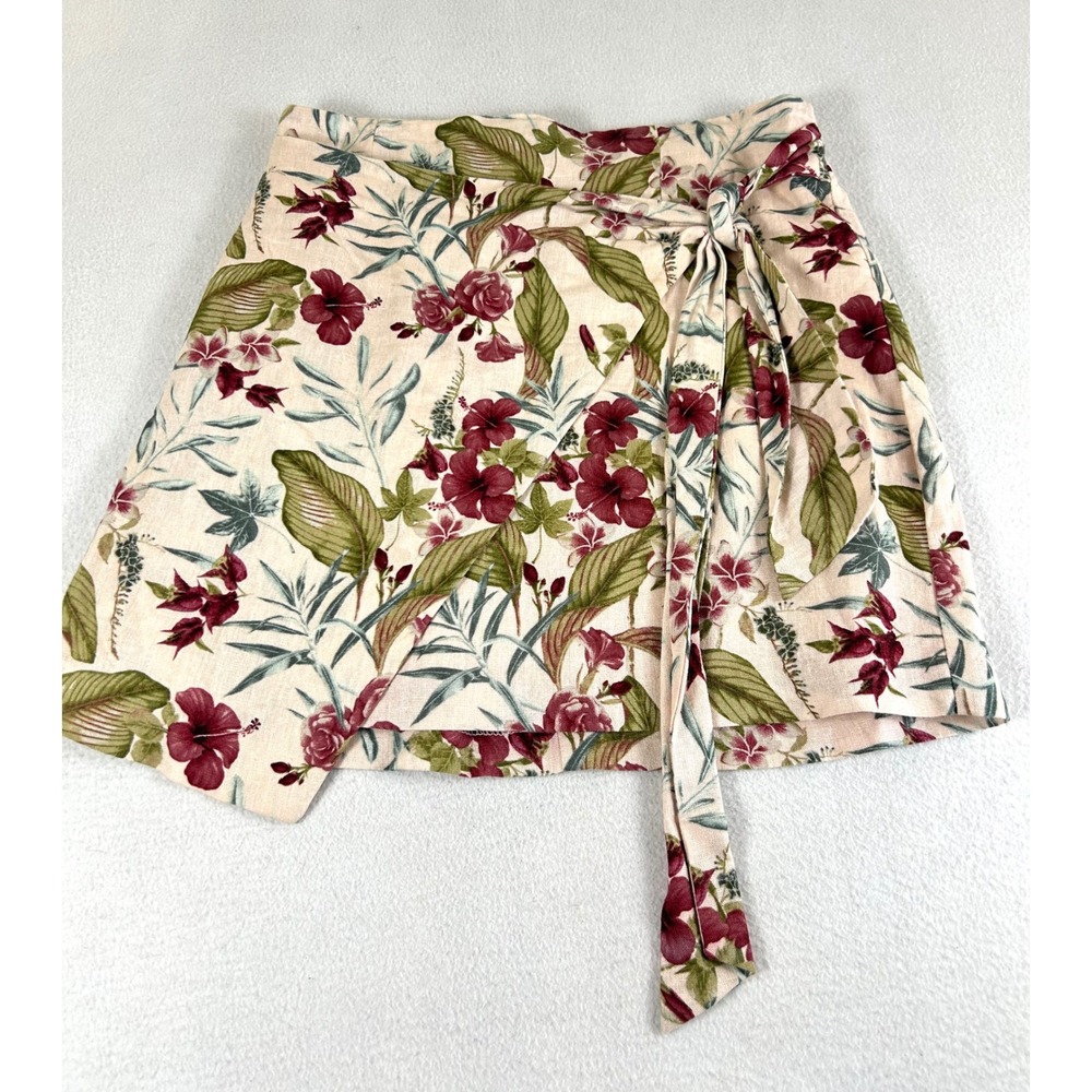 Maison‎ d Amelie Floral Skort Women S Pink Tropical Linen Blend Resortwear